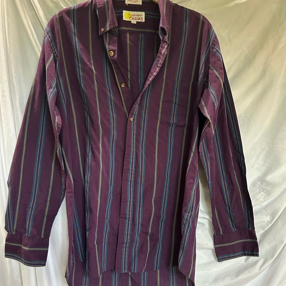 Vintage Purple Striped Button Up Shirt